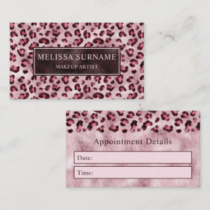 Rosa leopardtryck och falsk folie avtalskort visitkort
