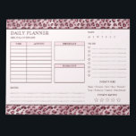 Rosa leopardtryck odaterad daglig planerare att gö anteckningsblock<br><div class="desc">Denna dagbok designad av Destei har ett rosa leopardtryckmönster högst upp och längst ned med en ljusrosa bakgrund i mitten för en ren och balanserad layout. Rubriken innehåller en titel "Daglig planerare" med utrymme för ett personligt namn eller undertitel undertill, tillsammans med en sektion för att lägga till datum och...</div>