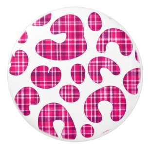 Rosa leopardtryck tartan knopp skotsk