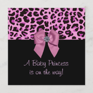 Rosa Leopardtryckbaby shower Inbjudningar