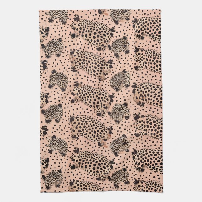 Rosa leopardtrycksmönster – Chic djurdesign Kökshandduk (Vertikal)