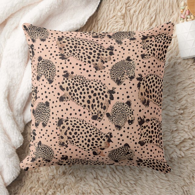 Rosa leopardtrycksmönster – Chic djurdesign Kudde (Filt)
