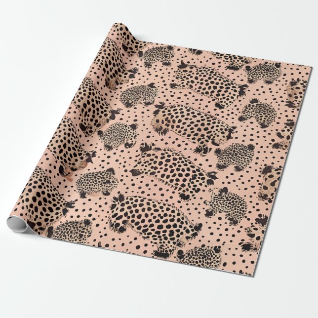 Rosa leopardtrycksmönster – Chic djurdesign Presentpapper (Utrullad)