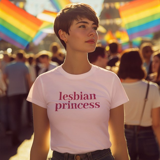Rosa Lesbisk Princess Typography Pride Month T Shirt (Skapare uppladdad)