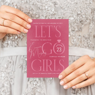 Rosa Lets Go Girls Bachelorette Party Inbjudningar