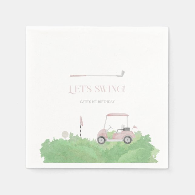 Rosa let's par guarantee Golf Birthday Pappersservett (Framsidan)