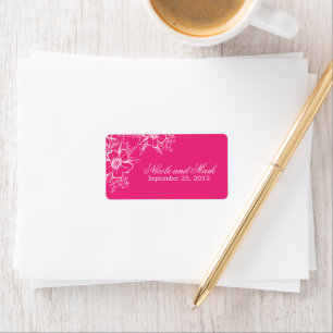 Rosa Letterpress Stil Bröllop Adressetikett