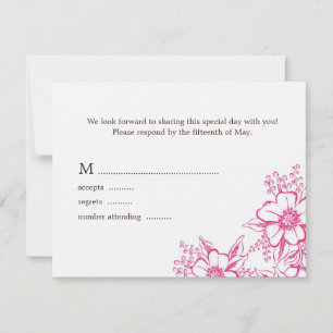 Rosa Letterpress Stil Bröllop OSA Kort