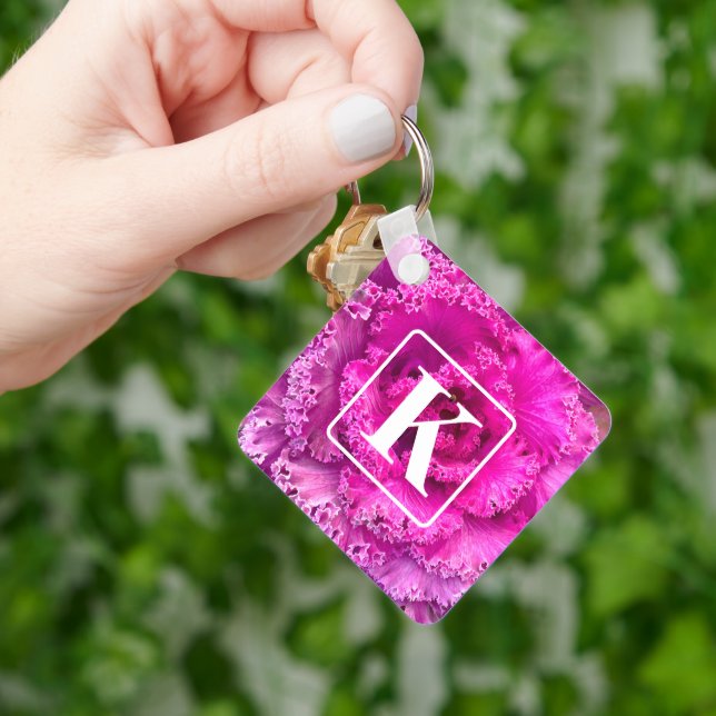 Rosa Lettuce Keychain med Monogram Nyckelring (Hand)