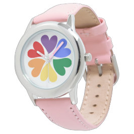 Rosa LGBTQIA Rainbow Sunblomma Flagga Watch Armbandsur