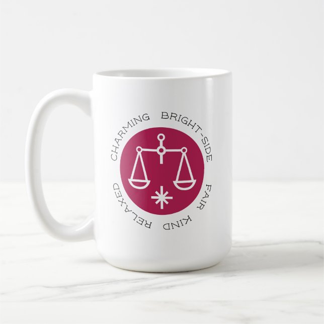 Rosa Libra Zodiac Stjärntecken Personality Trait Kaffemugg (Vänster)