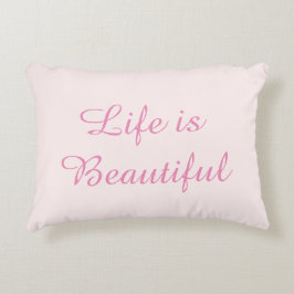 Rosa Life är en vacker inspirationskvot Prydnadskudde