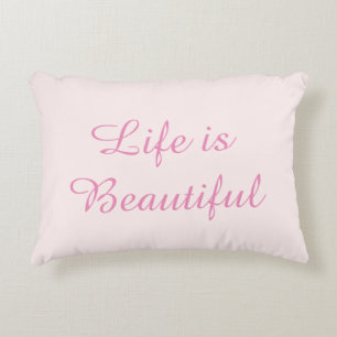 Rosa Life är en vacker inspirationskvot Prydnadskudde