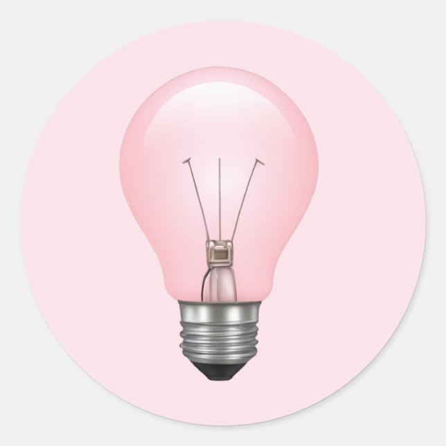 Rosa Light Bulb Emoji Runt Klistermärke (Framsida)