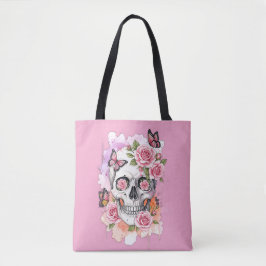 Rosa Light Legacy - Gothic Skull & Ro Tote Bag Tygkasse