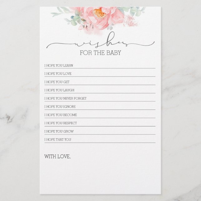 Rosa Light Soft Flower Baby Shower Game (Framsida)