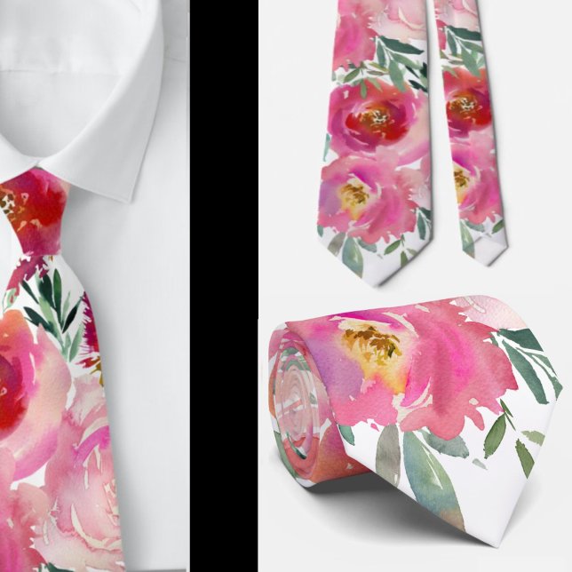 Rosa  Light Söt Ro Blommigt Neck Tie Slips (Skapare uppladdad)