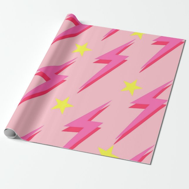 Rosa Lightning Papper för unika gåvor Presentpapper (Utrullad)