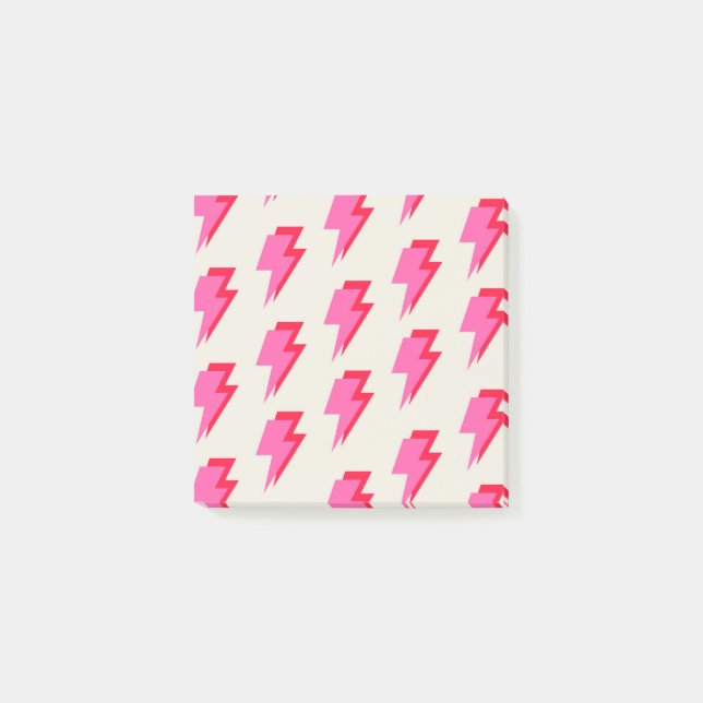 Rosa Lightning Snyggt Tillbaka till School Station Post-it Block (Framsida)