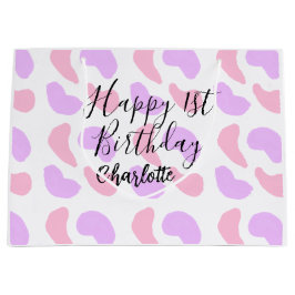 Rosa lila abstrakt former lycklig 1:a födelsedag t