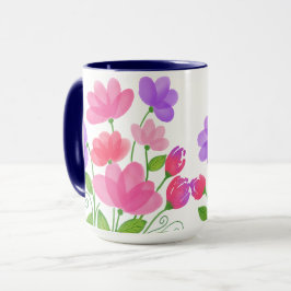 Rosa lila akvarellblommig mugg