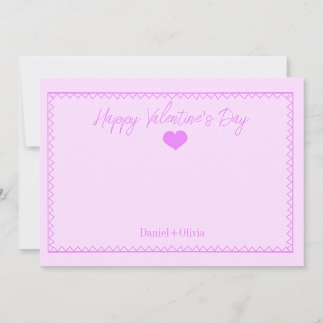 Rosa - Lila Alla hjärtans dag Inbjudningar (Framsida)