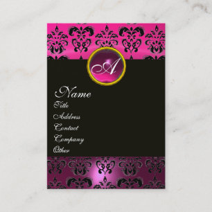 ROSA LILA AMETHYST DAMASK MONOGRAM ,fuchsia guld Visitkort