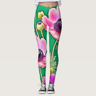 Rosa Lila Anemones Leggings