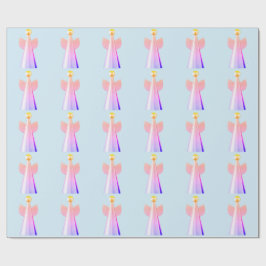Rosa Lila Angel Blue Wrapping Papper Presentpapper