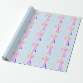 Rosa Lila Angel Blue Wrapping Papper Presentpapper