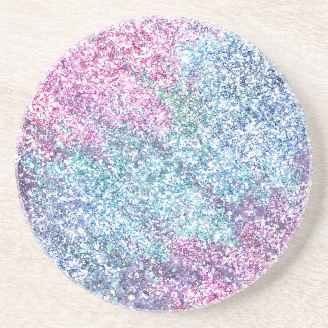 Rosa Lila Aqua Unicorn Glitter Gnistra Underlägg (Framsidan)