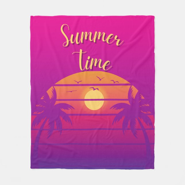 Rosa Lila av sommartid Fleecefilt (Framsidan)