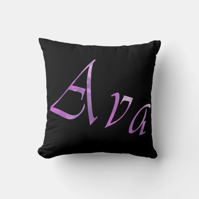 Rosa Lila Ava Namn Logotyp Kudde (Framsida)