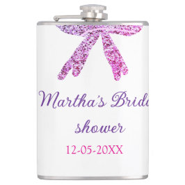 Rosa lila båge glitter gnista bröllopsdusch namn fickplunta