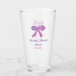 Rosa lila båge glitter gnistrande bröllopsdusch na glaskopp