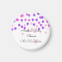 Rosa Lila Balloon Baby Shower Magnet