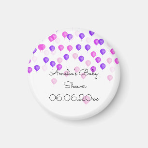 Rosa Lila Balloon Baby Shower Magnet
