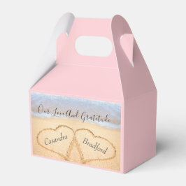 Rosa Lila Beach Wedding 2 Hjärter i Sand Presentaskar