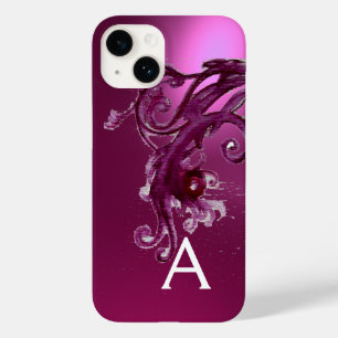 ROSA LILA BERRIES OCH BLOMMIGT SWIRLS MONOGRAM