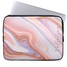 Rosa Lila Berry Marble Guld Glitter Anpassade Laptop Fodral