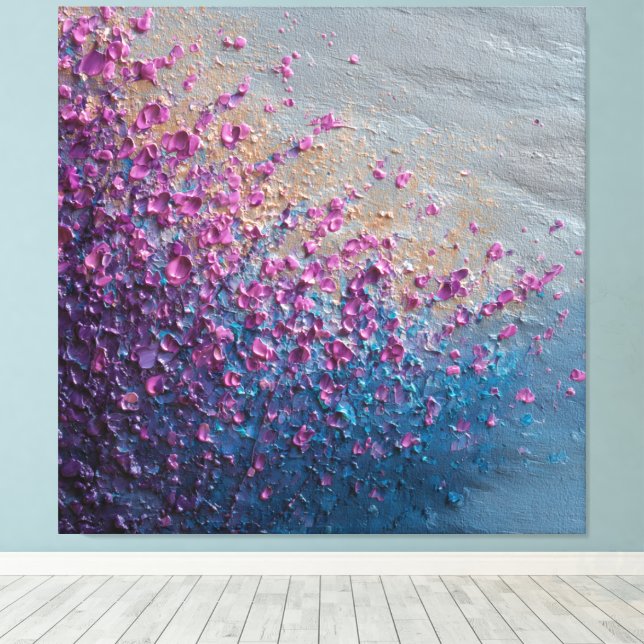Rosa Lila Blå Guld Texturerad Abstrakt Väggkonst Canvastryck (Insitu (trägolv))