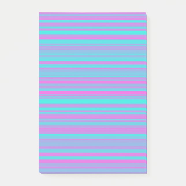 Rosa Lila Blå Ränder Mönster Post-it Block (Framsida)