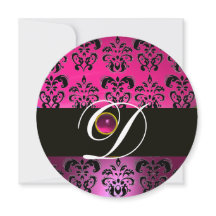 ROSA LILA BLACK DAMASK MONOGRAM Amethyst Fuchsia