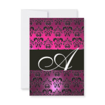 ROSA LILA BLACK DAMASK MONOGRAM fuchsia vit