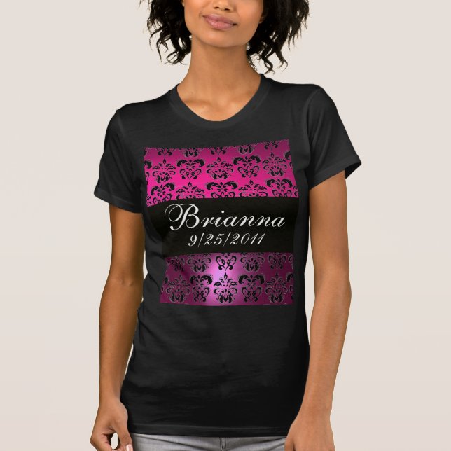 ROSA LILA BLACK DAMASK T-SHIRT (Framsida)