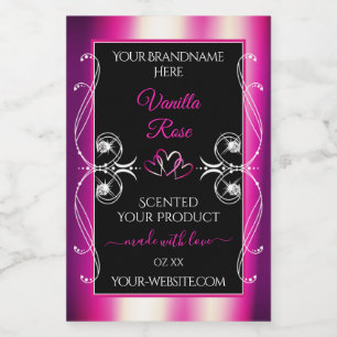 Rosa Lila Black Shimmery Diamonds Produktetiketter Mat Etikett