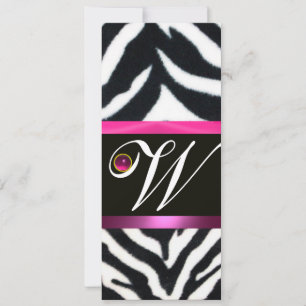 ROSA,LILA BLACK WHITE ZEBRA PÄLS MONOGRAM fuchsia Inbjudningar
