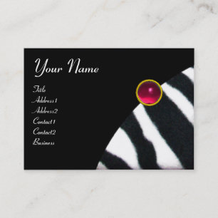 ROSA,LILA BLACK WHITE ZEBRA PÄLS MONOGRAM fuchsia Visitkort