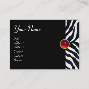 ROSA,LILA BLACK WHITE ZEBRA PÄLS MONOGRAM fuchsia Visitkort