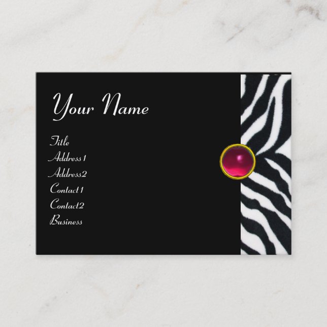 ROSA,LILA BLACK WHITE ZEBRA PÄLS MONOGRAM fuchsia Visitkort (Framsida)